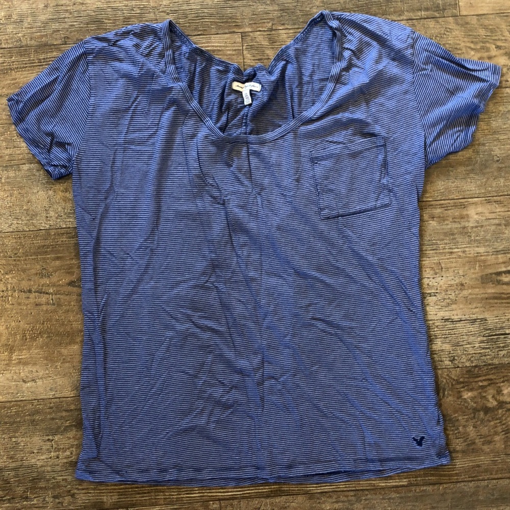 American Eagle blue/grey striped tee